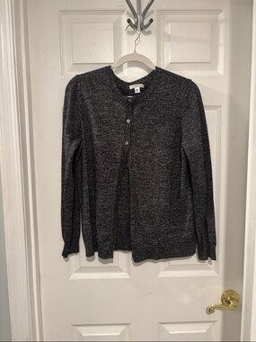 croft & barrow Dark Gray Button-Front Knit Cardigan